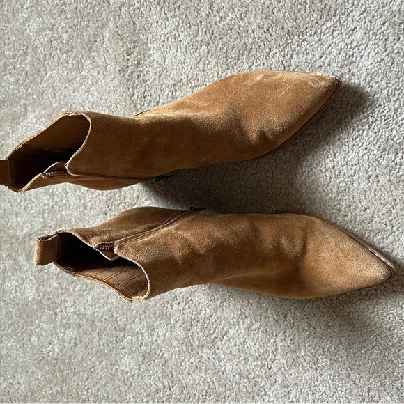 Marc Fisher Yarita Camel color Suede Leather Ankle Boots Size 8 - Picture 5 of 13